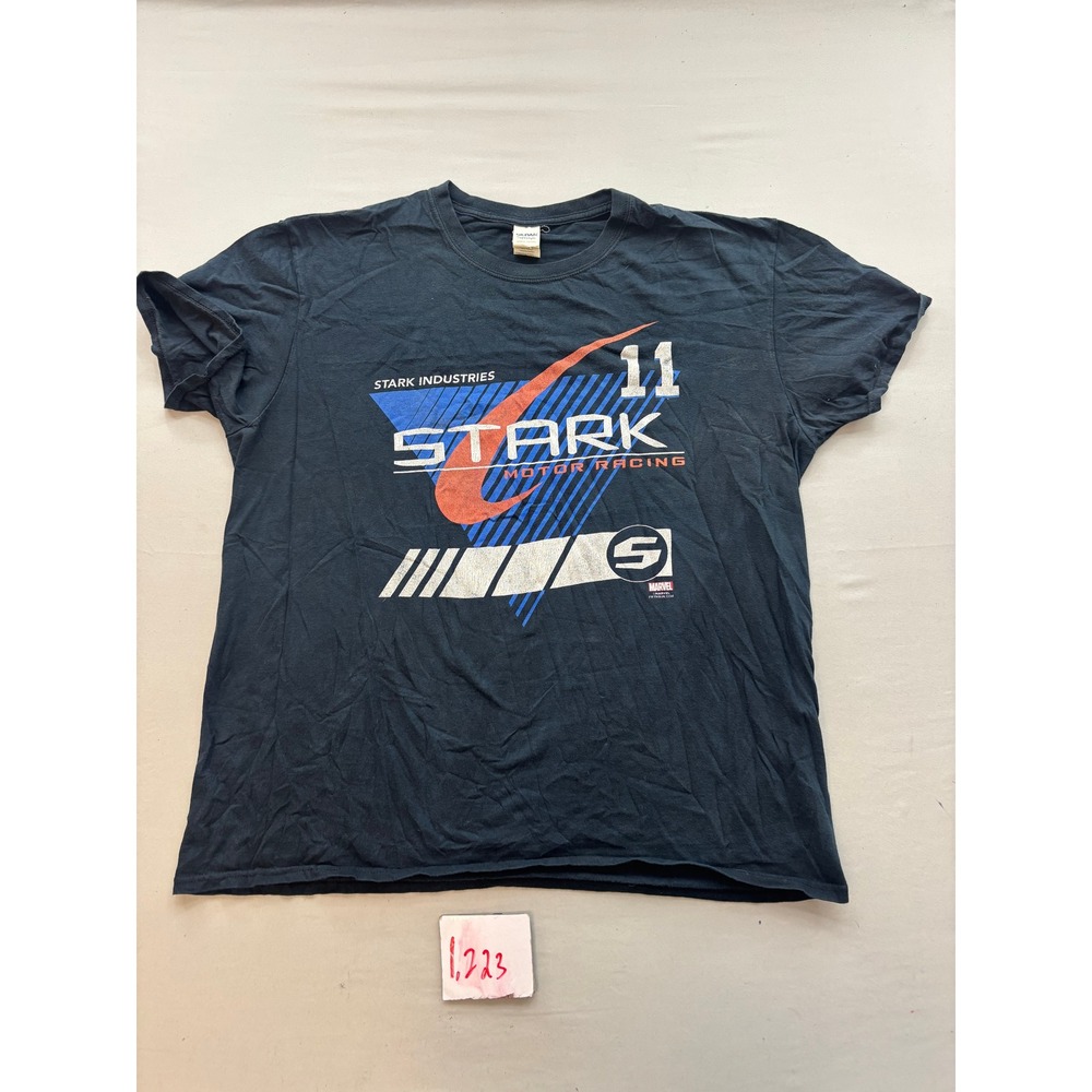 Marvel Stark Industries Motor Racing T-Shirt Mens XL Black Iron Man Graphic Tee
